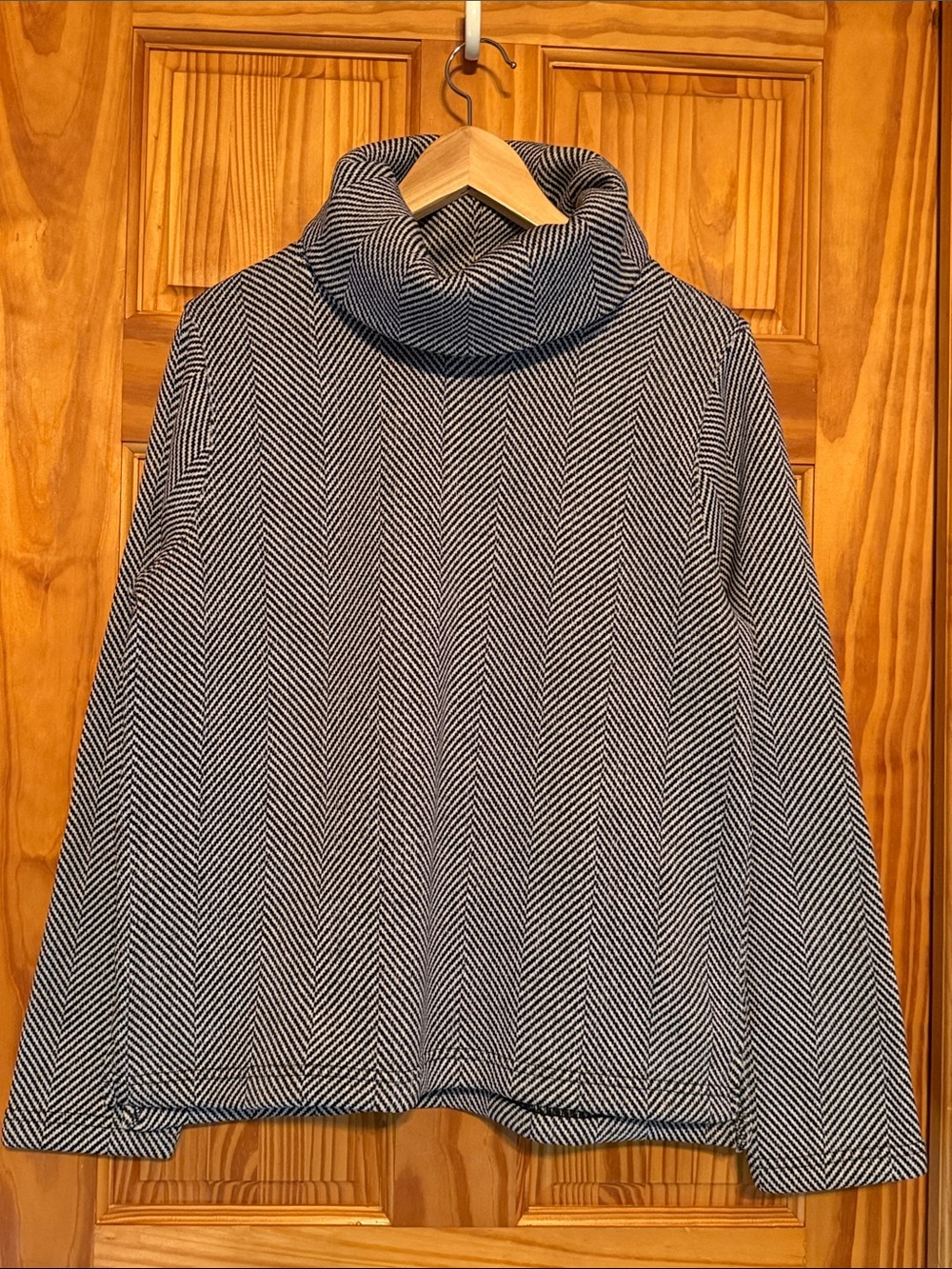 J. Crew Black & White Chevron Cowl Neck Sweater